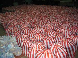 5~6名で10時間ほどかけて400個できました! 配付物のパッケージ