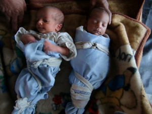 洪水直前に生まれた双子の赤ちゃん