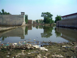 この水が引くのは一体いつか 水に浸かった町の様子