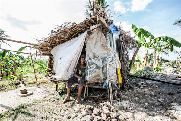 寄せ集めの材料で作られた小屋