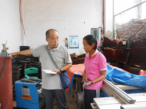 被災した工房の内部