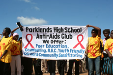 ザンビアでの世界エイズデーのイベントにて