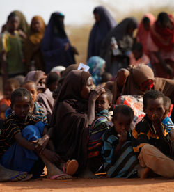 大干ばつの影響でダダーブ難民キャンプへ逃れてきた家族